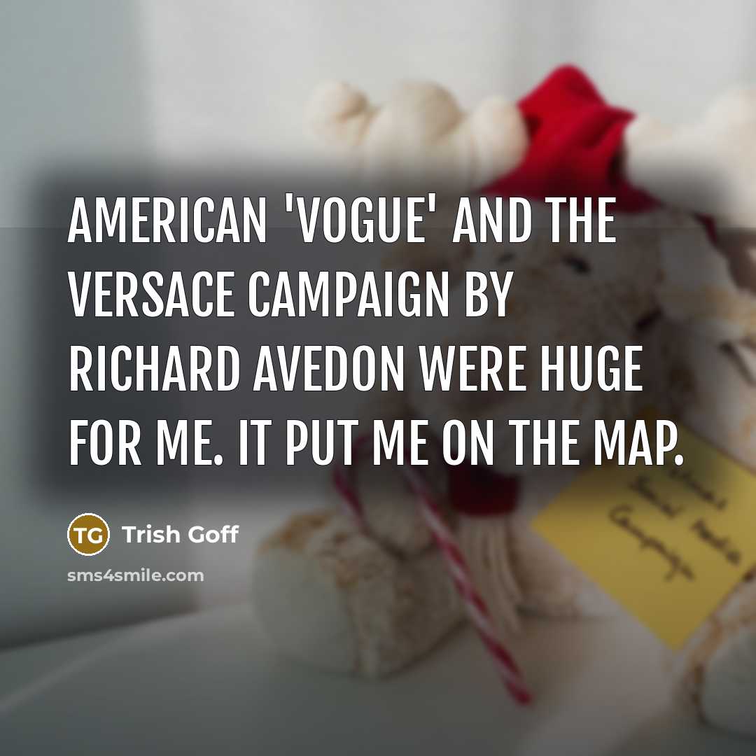 “American 'Vogue' and the Versace campaign by Richard Avedon were…” quote by Trish Goff