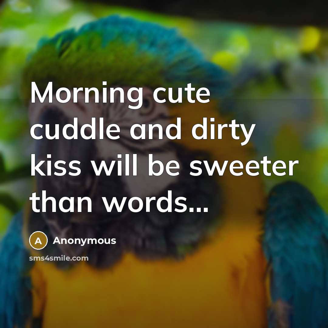 “Morning cute cuddle and dirty kiss will be sweeter than…” quote by Anonymous
