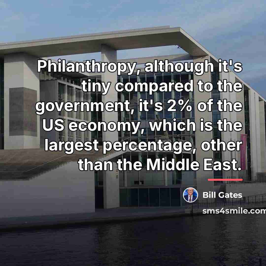 “Philanthropy, although it's tiny compared to the government, it's 2%…” quote by Bill Gates