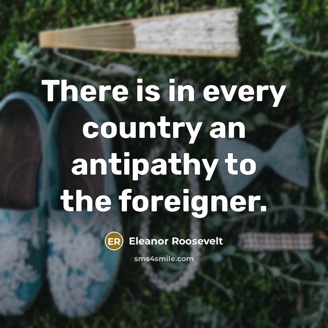 “There is in every country an antipathy to the foreigner.…” quote by Eleanor Roosevelt