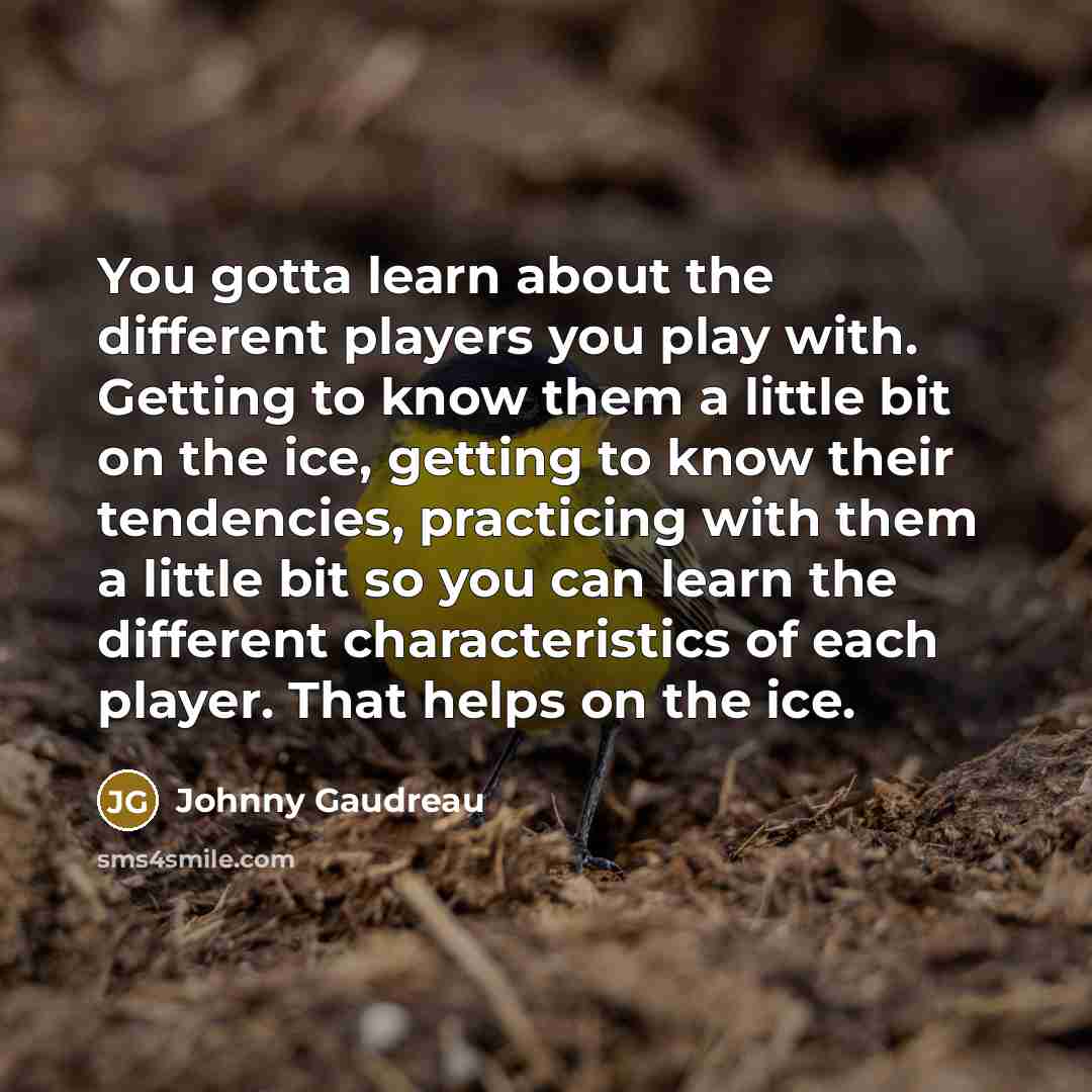 “You gotta learn about the different players you play with.…” quote by Johnny Gaudreau
