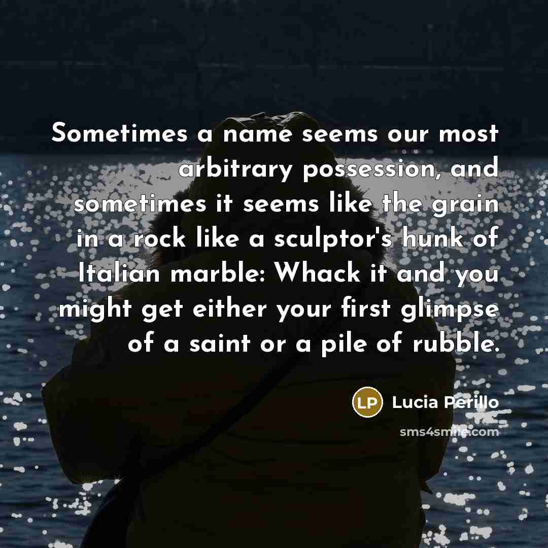 “Sometimes a name seems our most arbitrary possession, and sometimes…” quote by Lucia Perillo