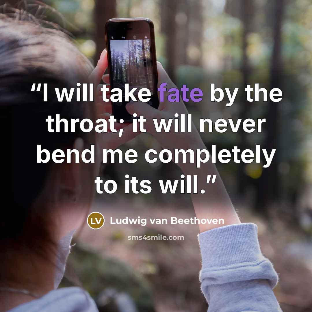 “I will take fate by the throat; it will never bend me completely to its will.” quote by Ludwig van Beethoven