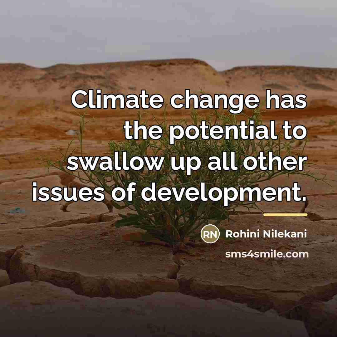 “Climate change has the potential to swallow up all other…” quote by Rohini Nilekani