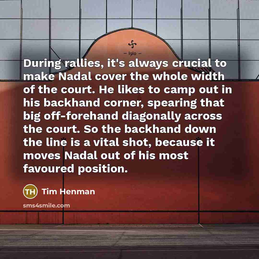 “During rallies, it's always crucial to make Nadal cover the…” quote by Tim Henman