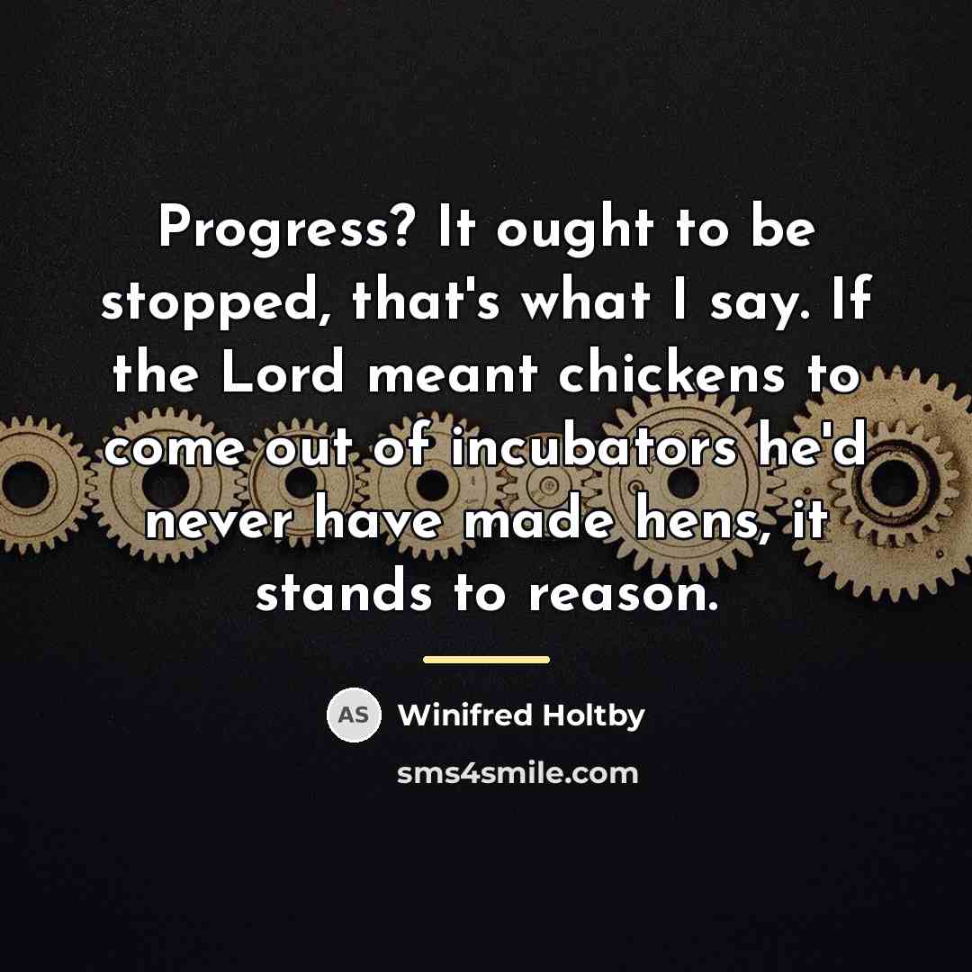 “Progress? It ought to be stopped, that's what I say.…” quote by Winifred Holtby