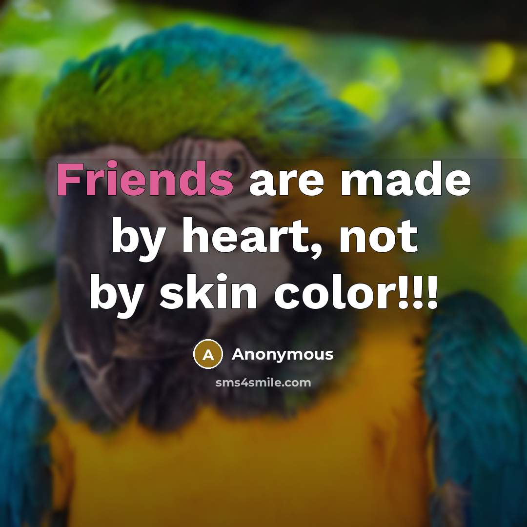 “Friends are made by heart, not by skin color!!!…” quote by Anonymous