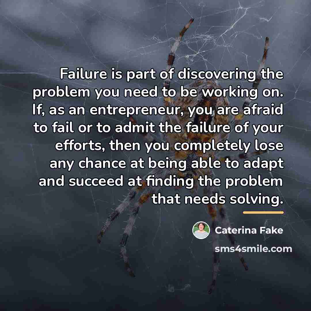 “Failure is part of discovering the problem you need to…” quote by Caterina Fake
