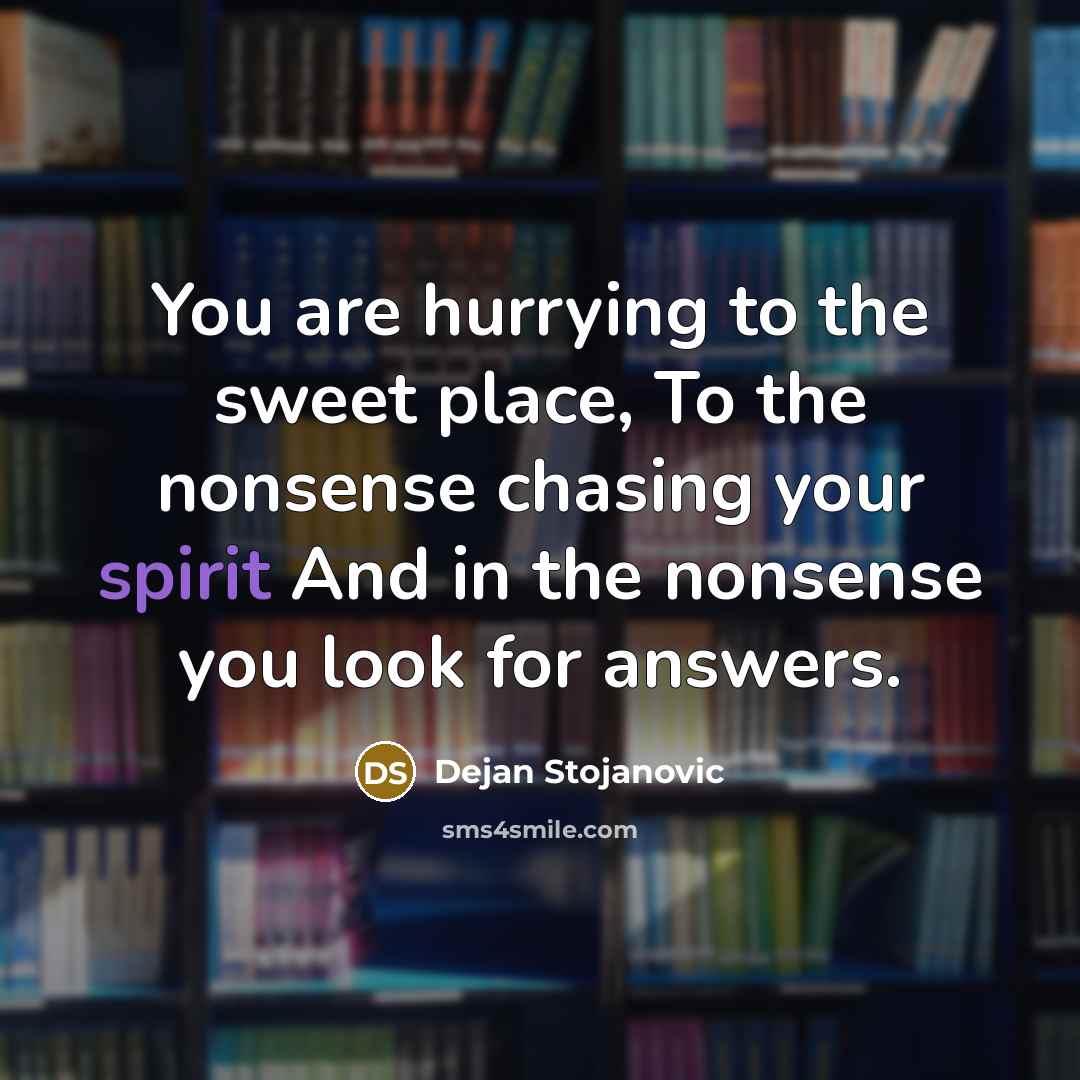 “You are hurrying to the sweet place, To the nonsense…” quote by Dejan Stojanovic