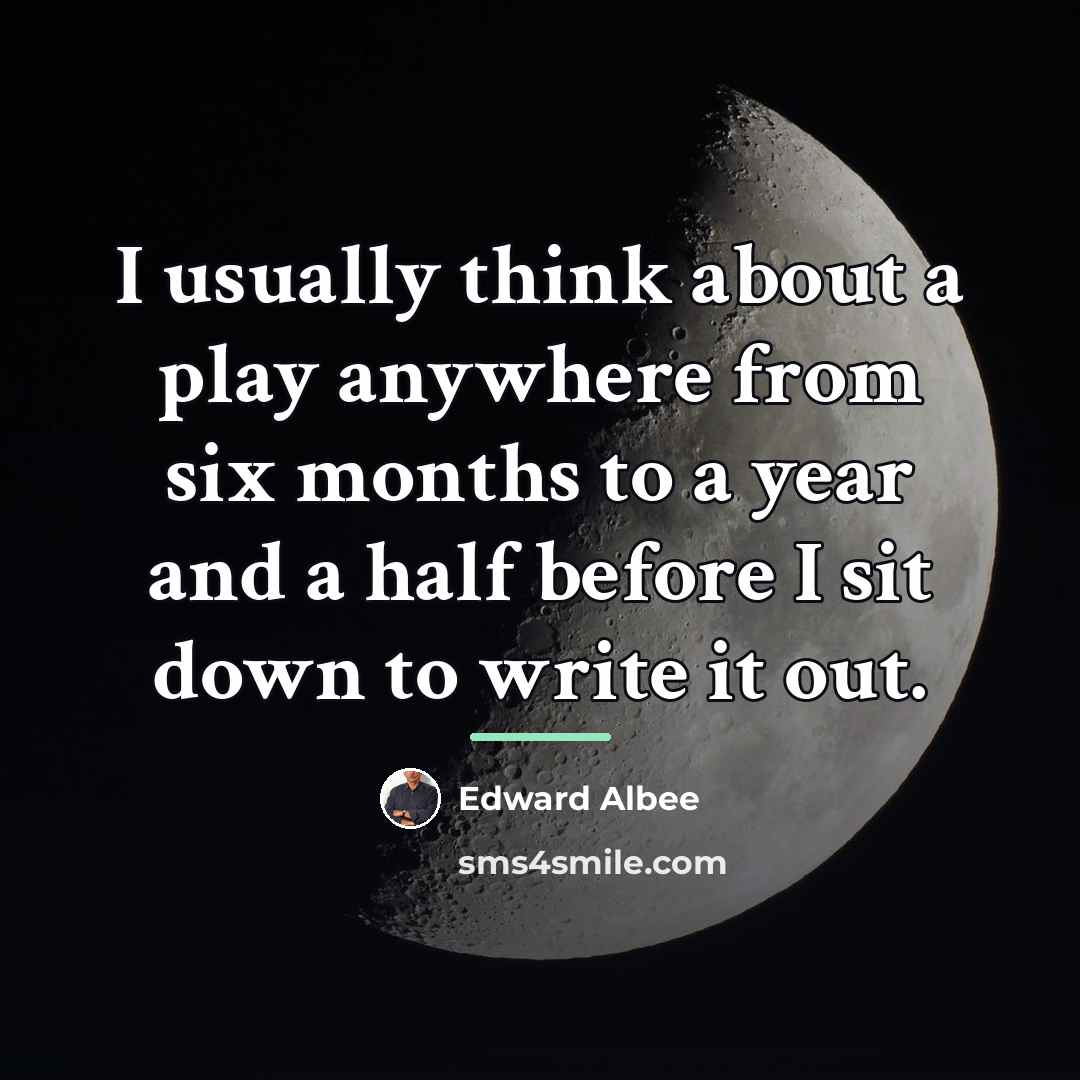 “I usually think about a play anywhere from six months…” quote by Edward Albee