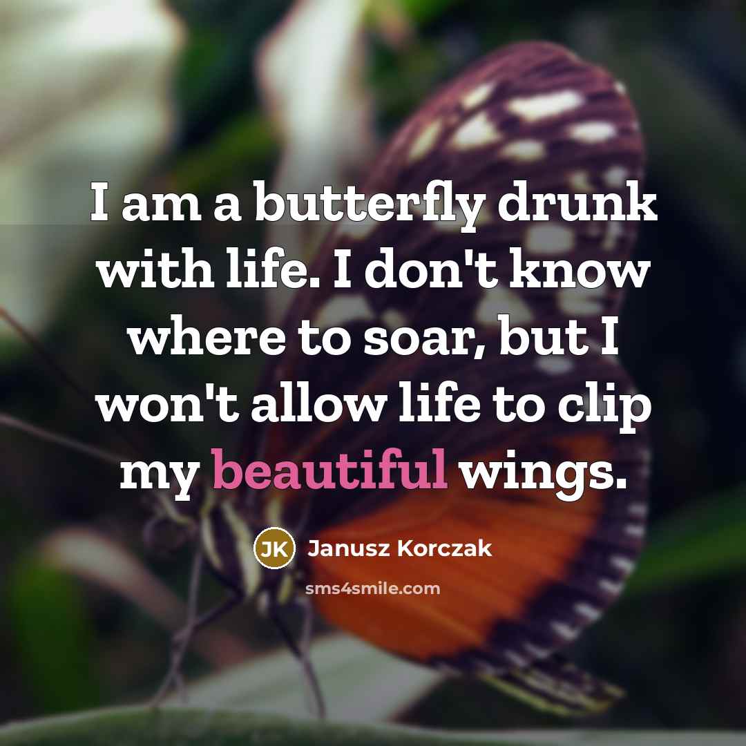 “I am a butterfly drunk with life. I don't know…” quote by Janusz Korczak