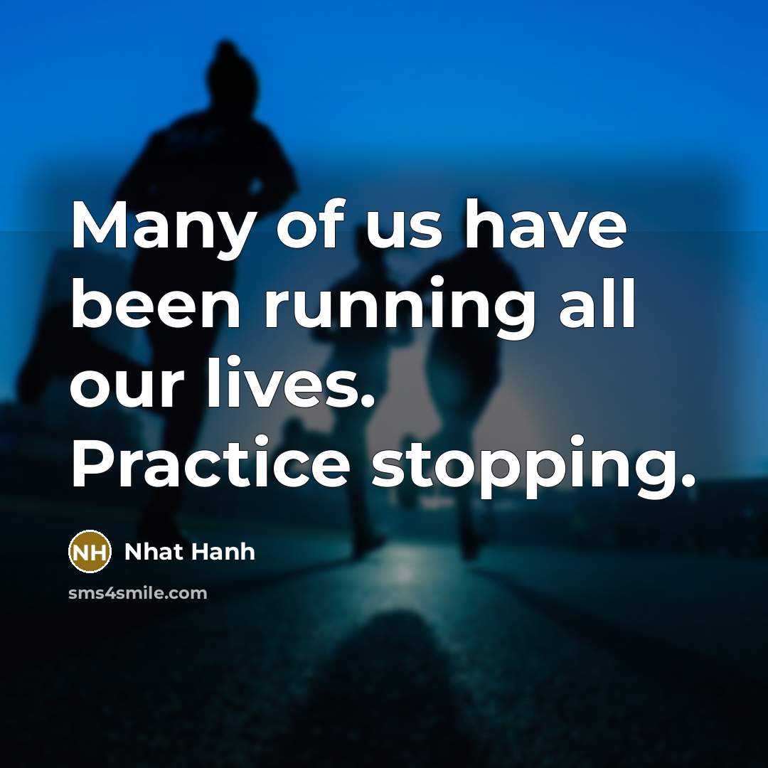 “Many of us have been running all our lives. Practice…” quote by Nhat Hanh