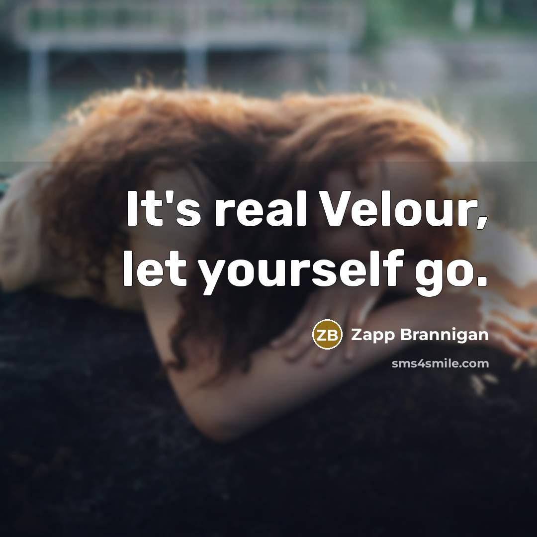 “It's real Velour, let yourself go.…” quote by Zapp Brannigan