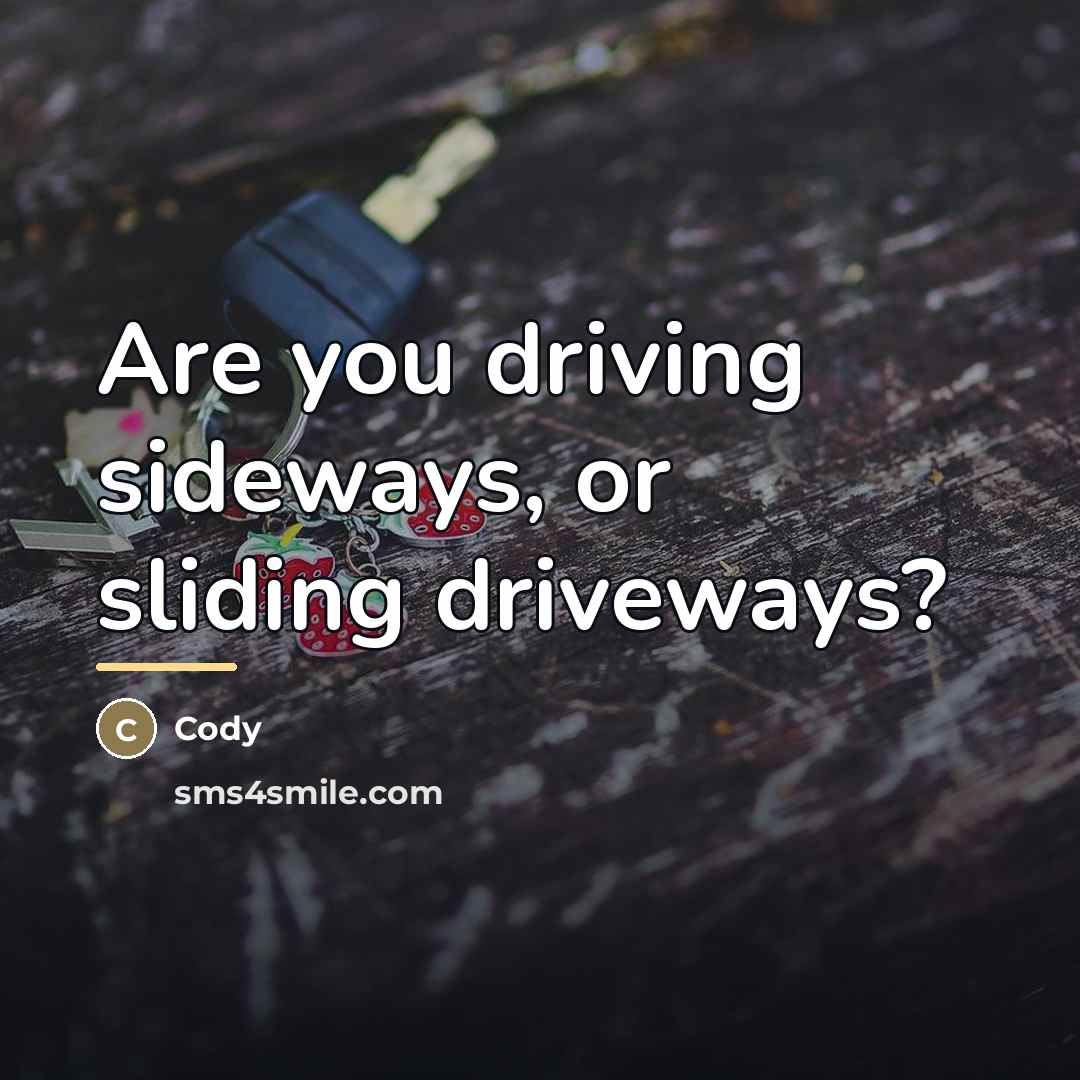 “Are you driving sideways, or sliding driveways?…” quote by Cody