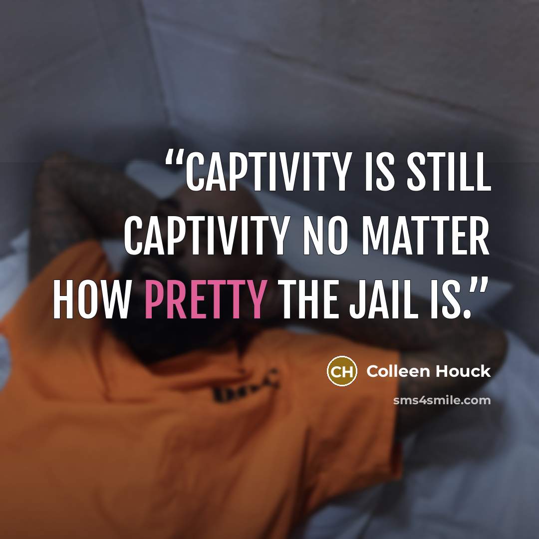 “captivity is still captivity no matter how pretty the jail is.” quote by Colleen Houck