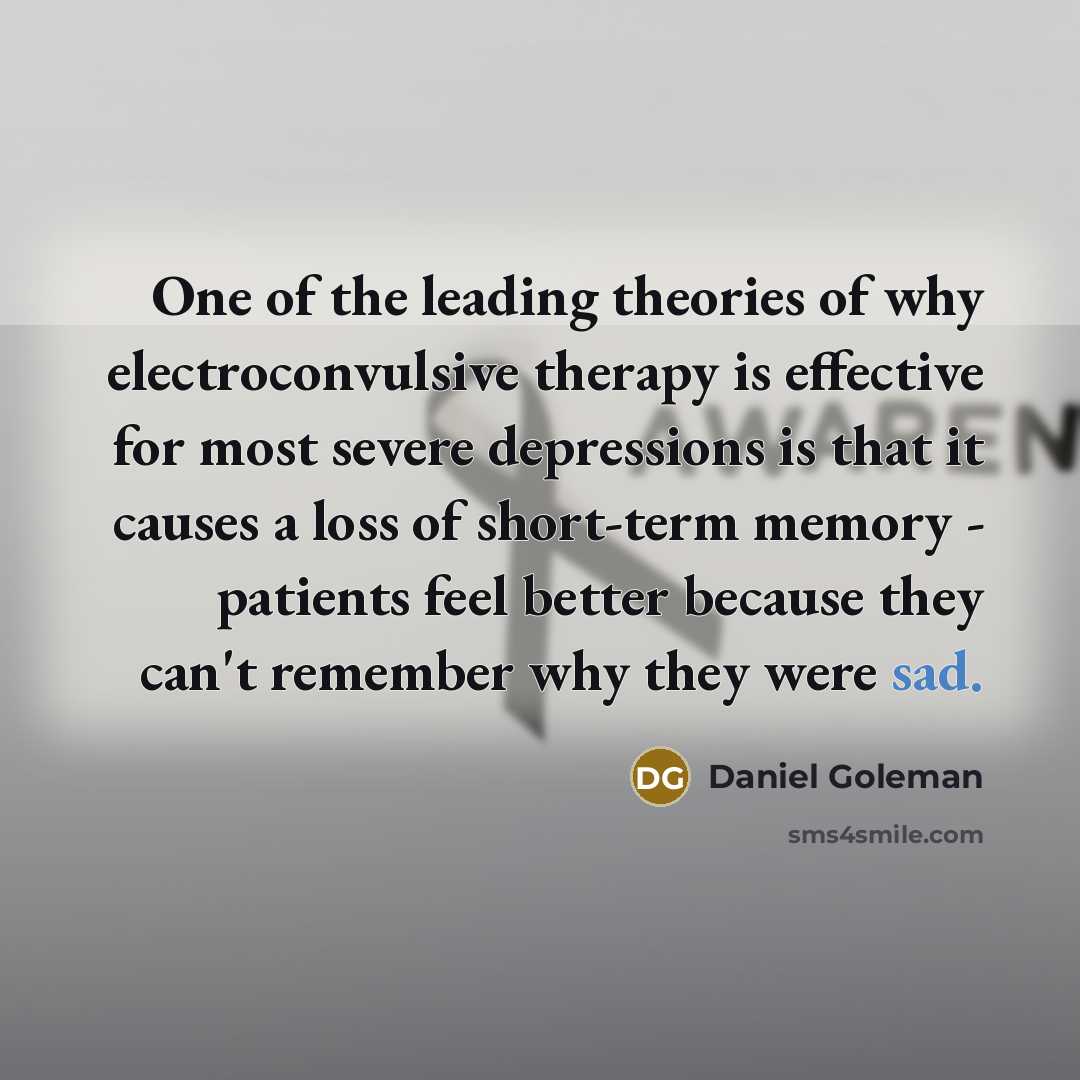 “One of the leading theories of why electroconvulsive therapy is…” quote by Daniel Goleman