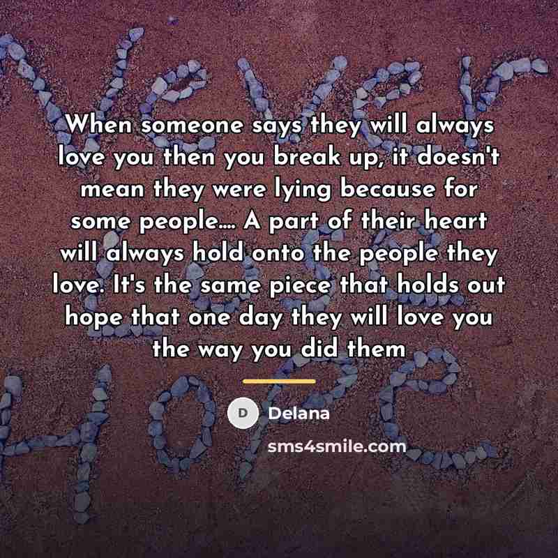 “When someone says they will always love you then you…” quote by Delana