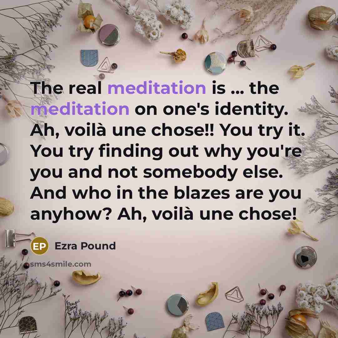 “The real meditation is ... the meditation on one's identity.…” quote by Ezra Pound