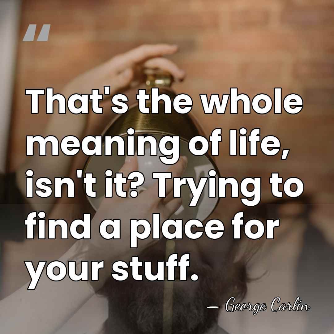 That's the whole meaning of life, isn't it? Trying to find a&hellip; - George Carlin