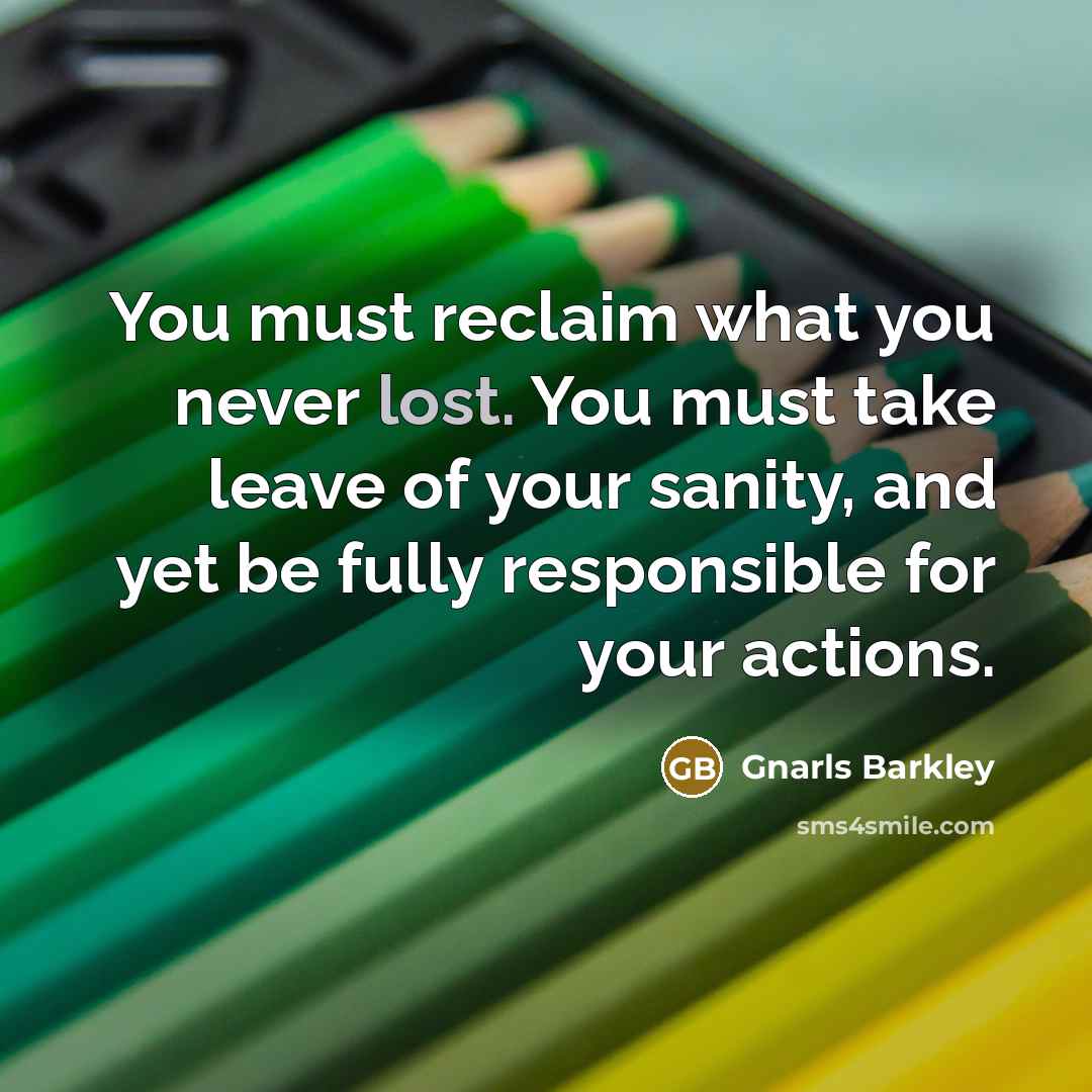 “You must reclaim what you never lost. You must take…” quote by Gnarls Barkley
