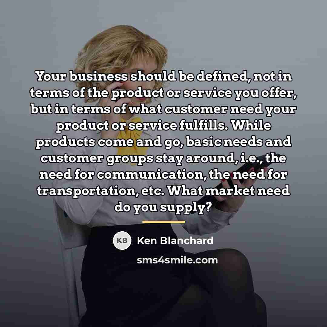 “Your business should be defined, not in terms of the…” quote by Ken Blanchard