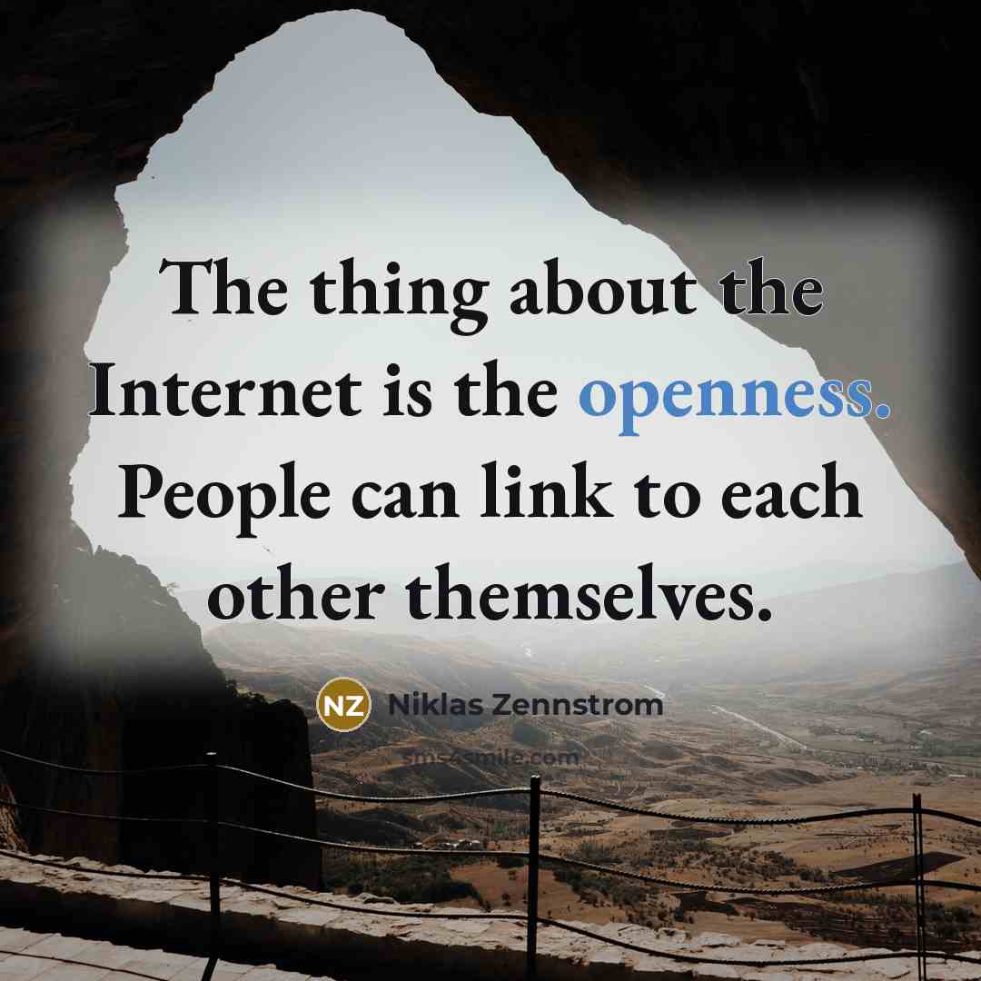 “The thing about the Internet is the openness. People can…” quote by Niklas Zennstrom