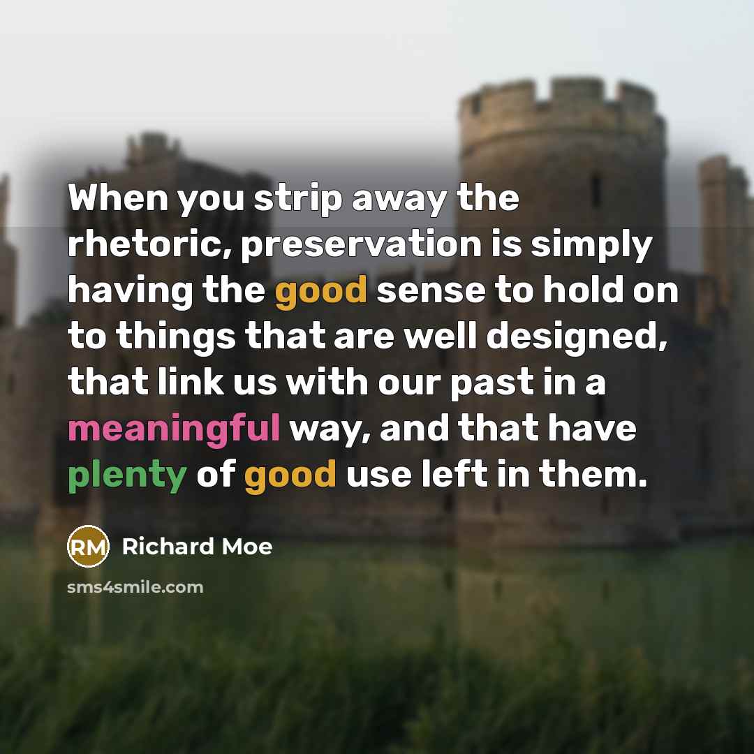 “When you strip away the rhetoric, preservation is simply having…” quote by Richard Moe