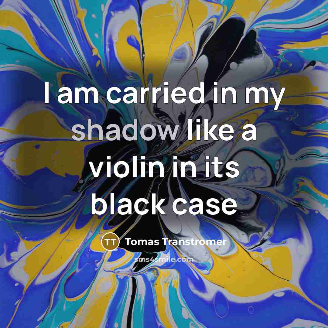 “I am carried in my shadow like a violin in…” quote by Tomas Transtromer