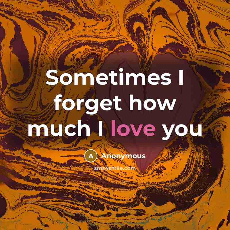 “Sometimes I forget how much I love you” quote by Anonymous