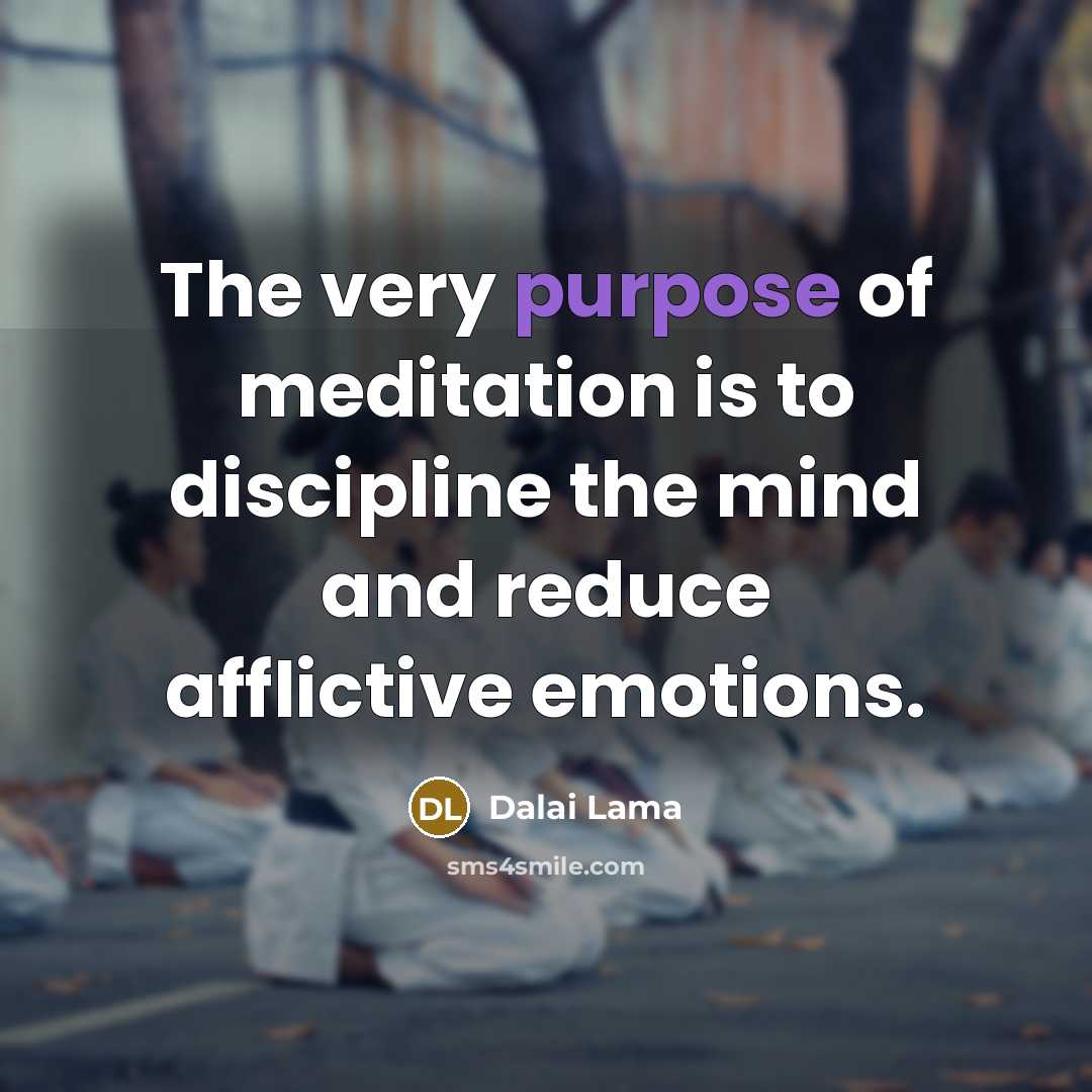 “The very purpose of meditation is to discipline the mind…” quote by Dalai Lama