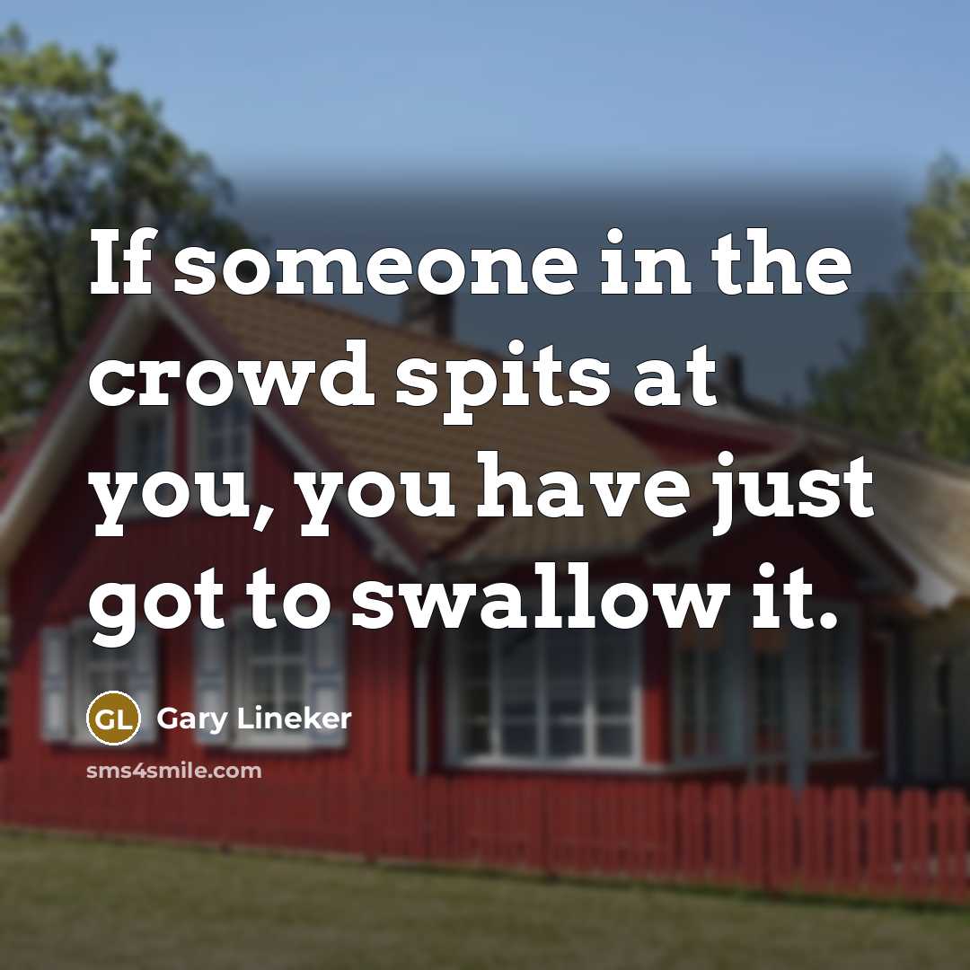 “If someone in the crowd spits at you, you have just got to swallow it.” quote by Gary Lineker