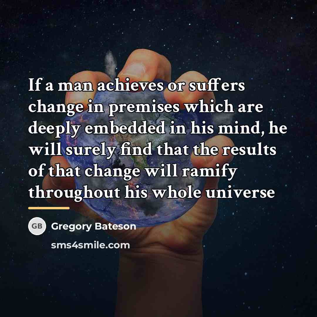 “If a man achieves or suffers change in premises which…” quote by Gregory Bateson