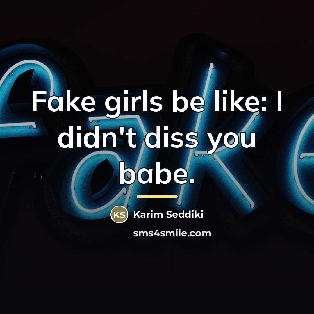 “Fake girls be like: I didn't diss you babe.…” quote by Karim Seddiki