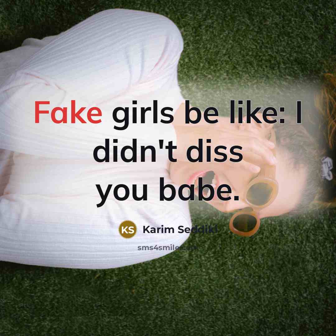 “Fake girls be like: I didn't diss you babe.” quote by Karim Seddiki