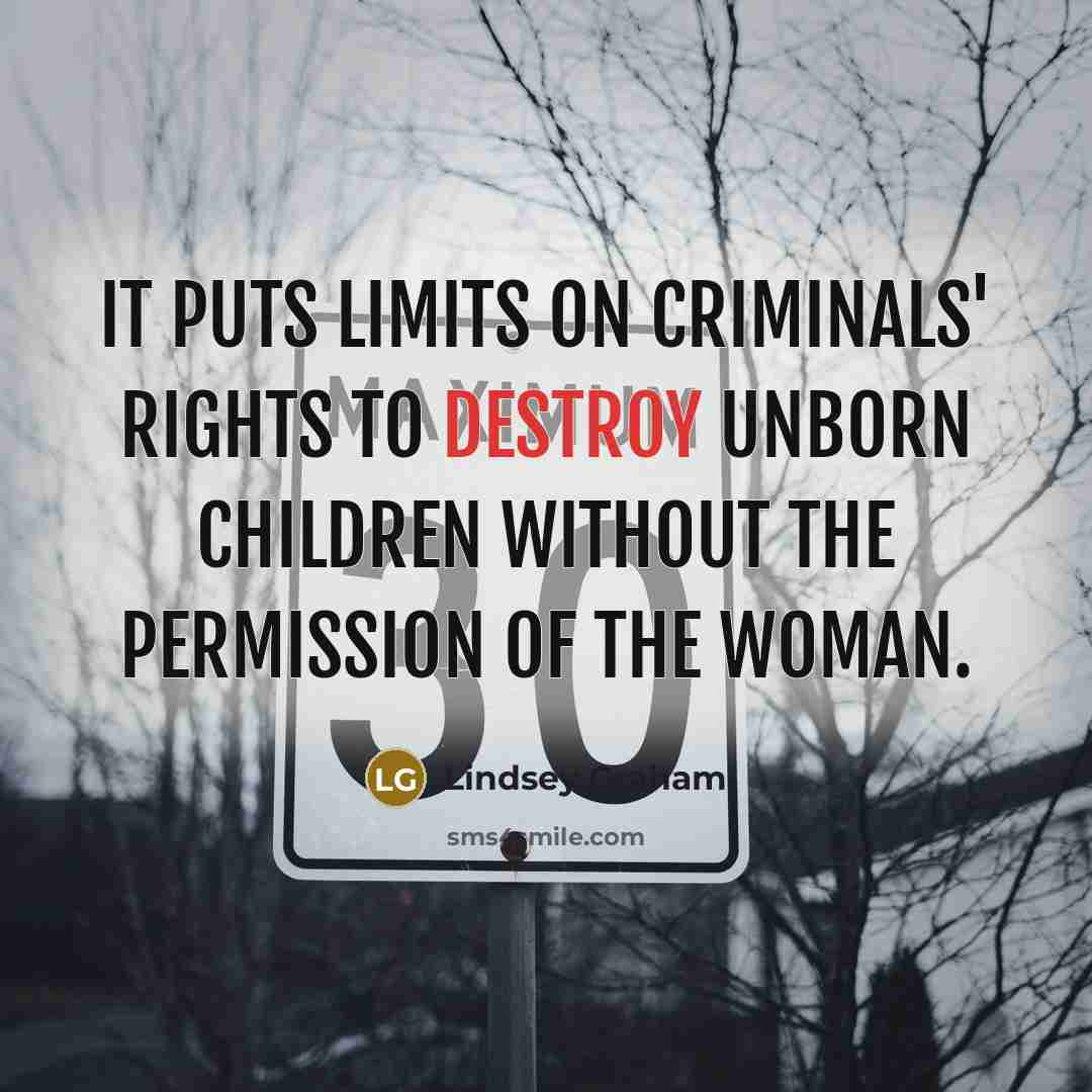 “It puts limits on criminals' rights to destroy unborn children…” quote by Lindsey Graham