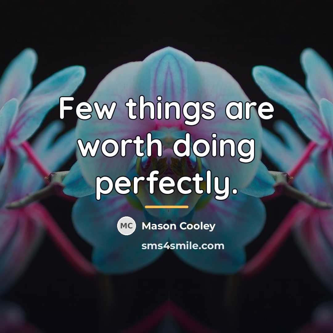 “Few things are worth doing perfectly.…” quote by Mason Cooley