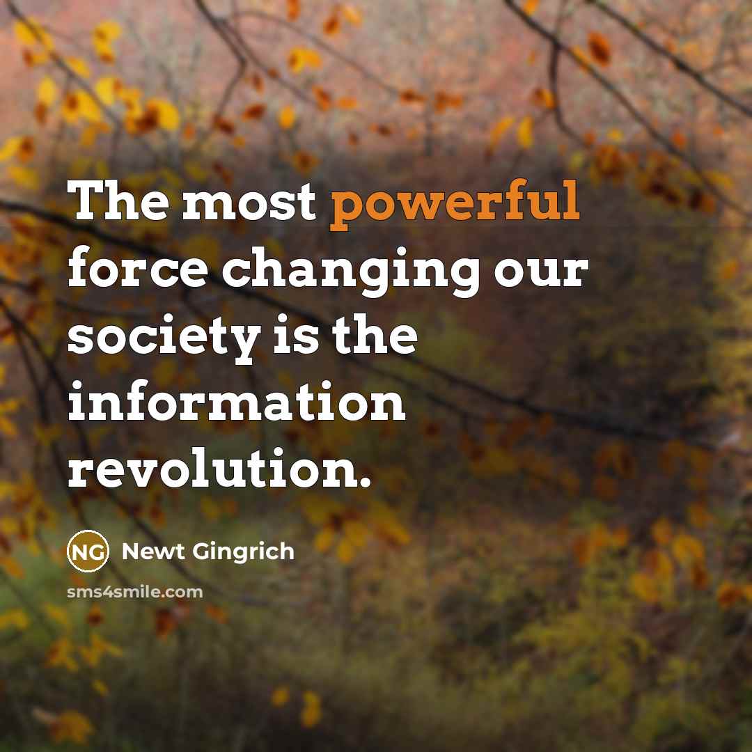 “The most powerful force changing our society is the information…” quote by Newt Gingrich