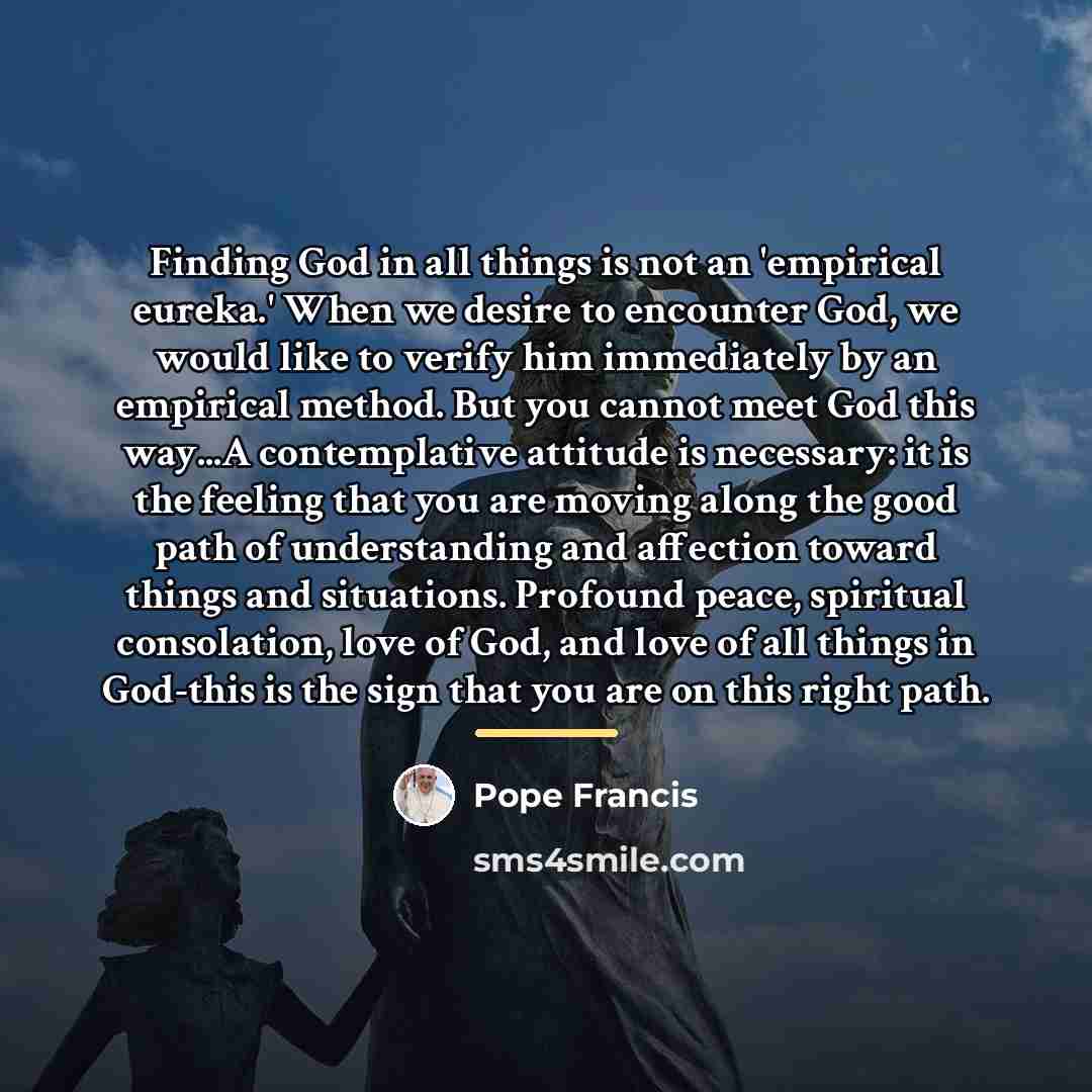 “Finding God in all things is not an 'empirical eureka.'…” quote by Pope Francis
