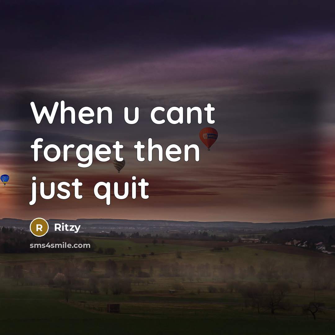 “When u cant forget then just quit…” quote by Ritzy