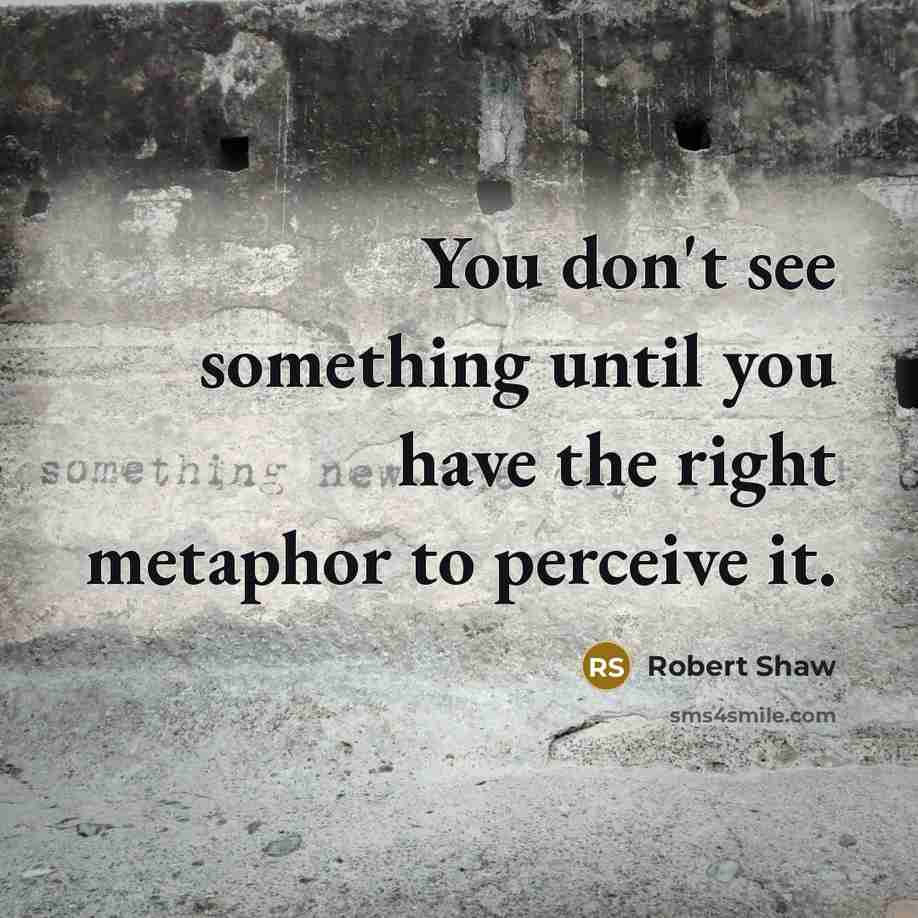 “You don't see something until you have the right metaphor…” quote by Robert Shaw