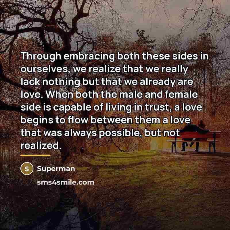 “Through embracing both these sides in ourselves, we realize that…” quote by Superman