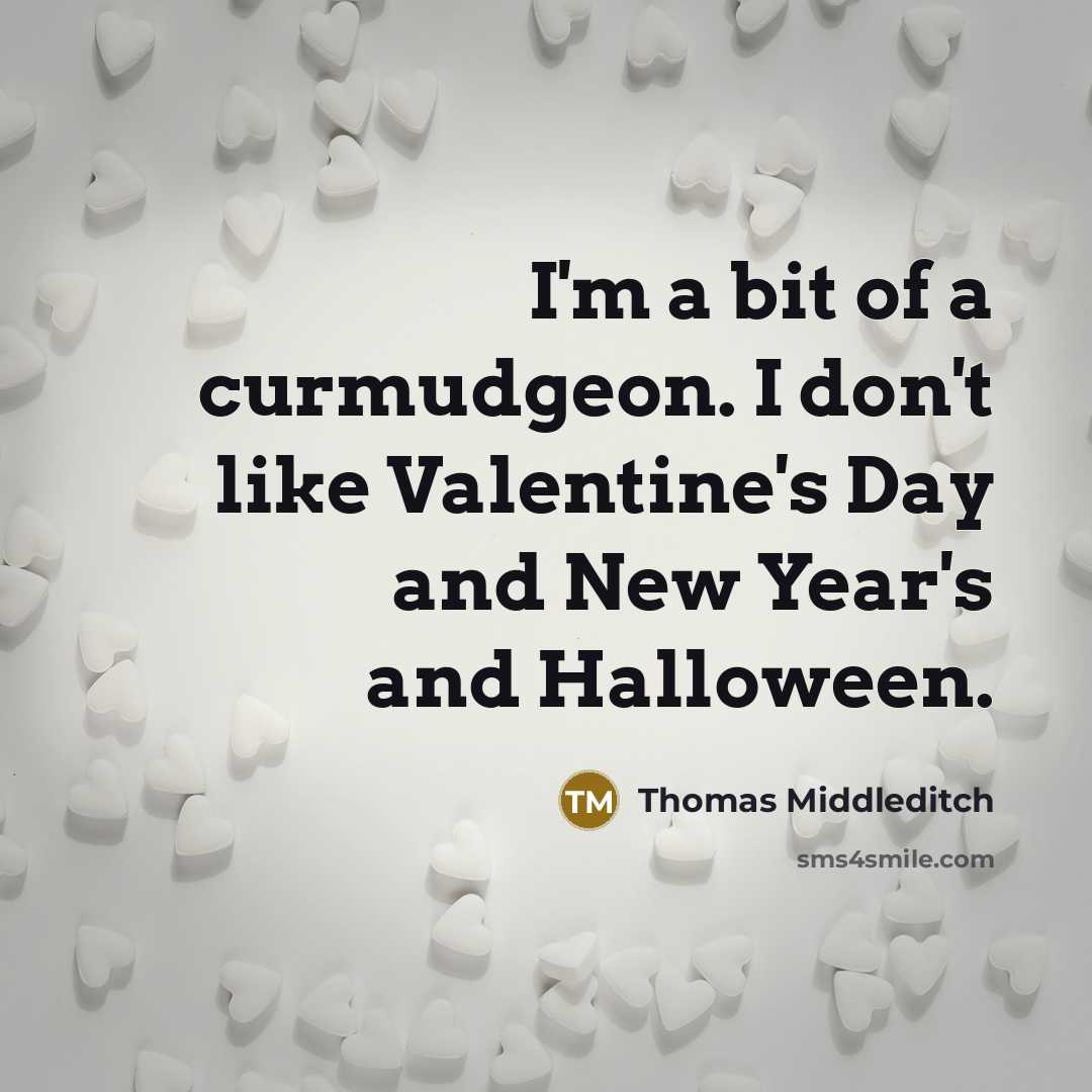 “I'm a bit of a curmudgeon. I don't like Valentine's…” quote by Thomas Middleditch