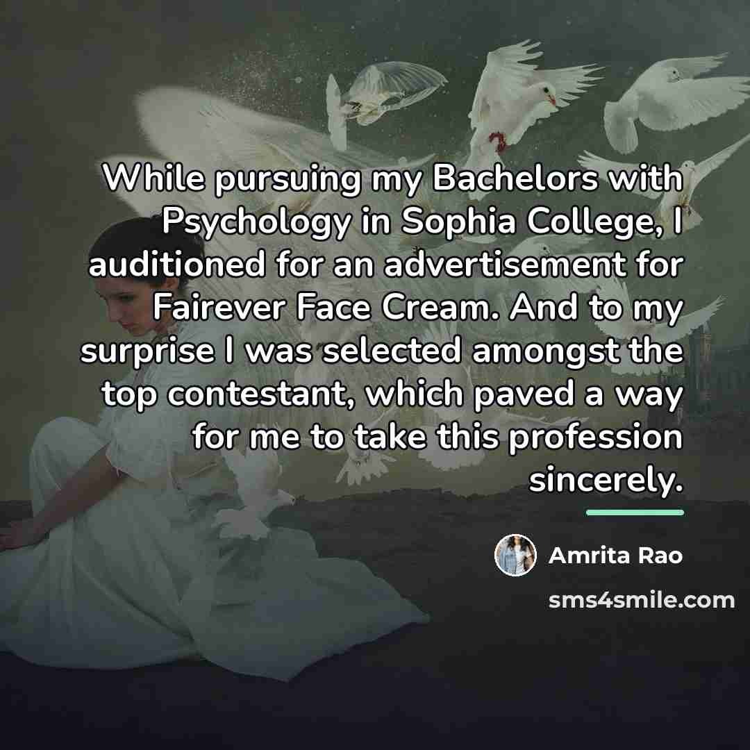 “While pursuing my Bachelors with Psychology in Sophia College, I…” quote by Amrita Rao