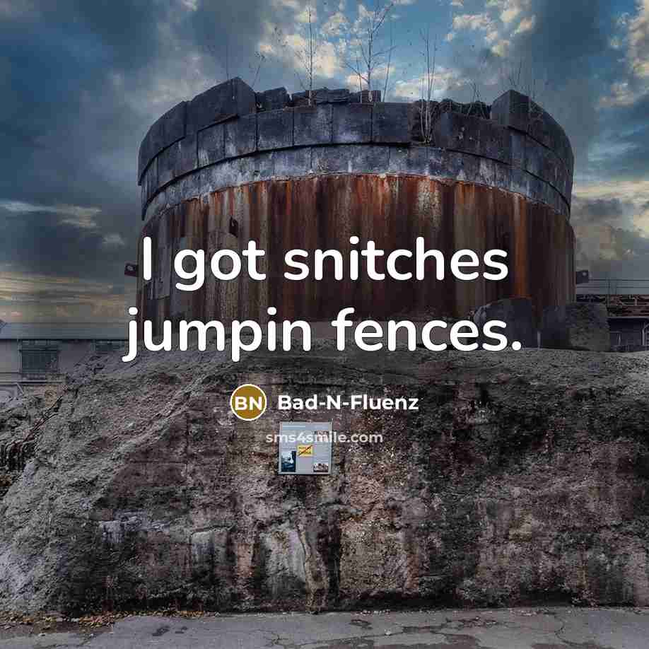 “I got snitches jumpin fences.” quote by Bad-N-Fluenz