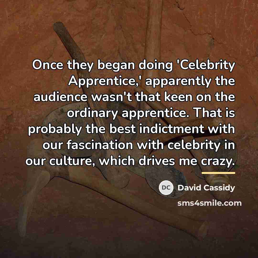 “Once they began doing 'Celebrity Apprentice,' apparently the audience wasn't…” quote by David Cassidy