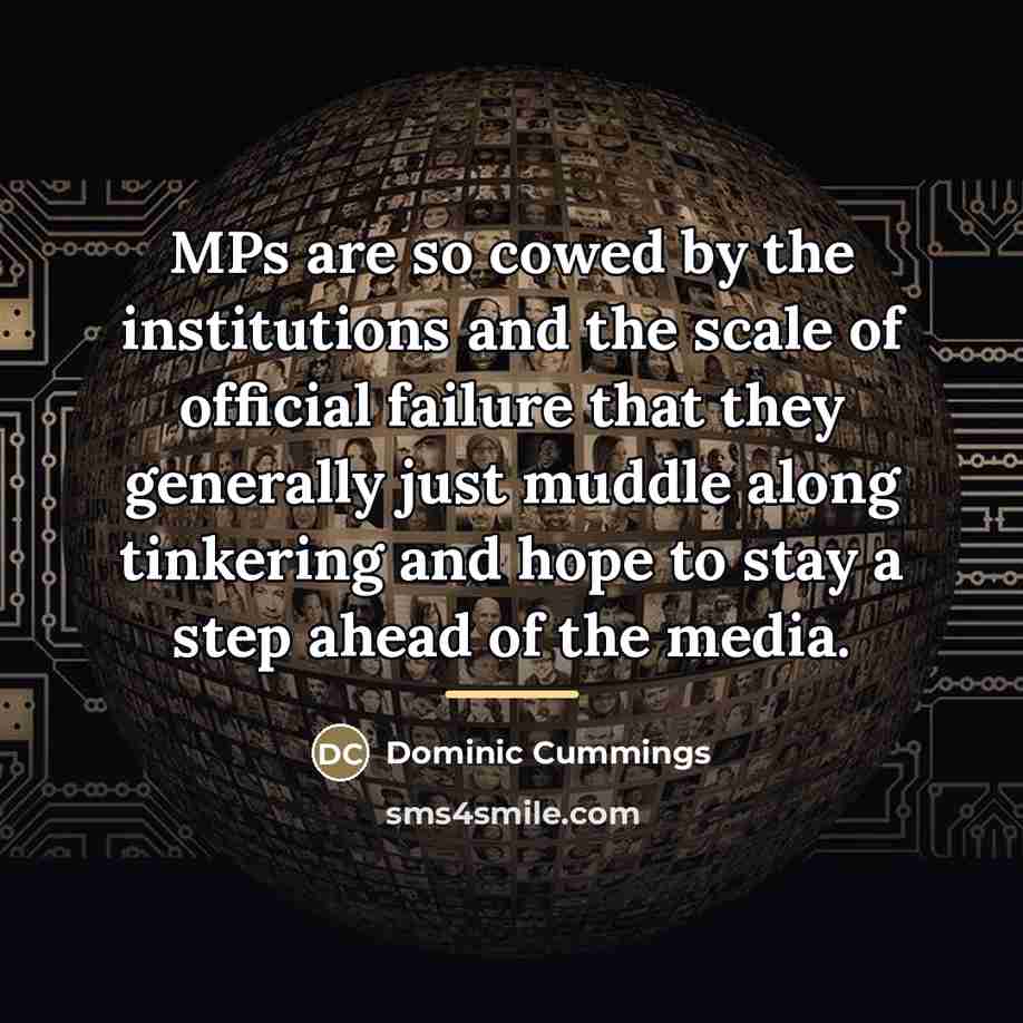 “MPs are so cowed by the institutions and the scale…” quote by Dominic Cummings