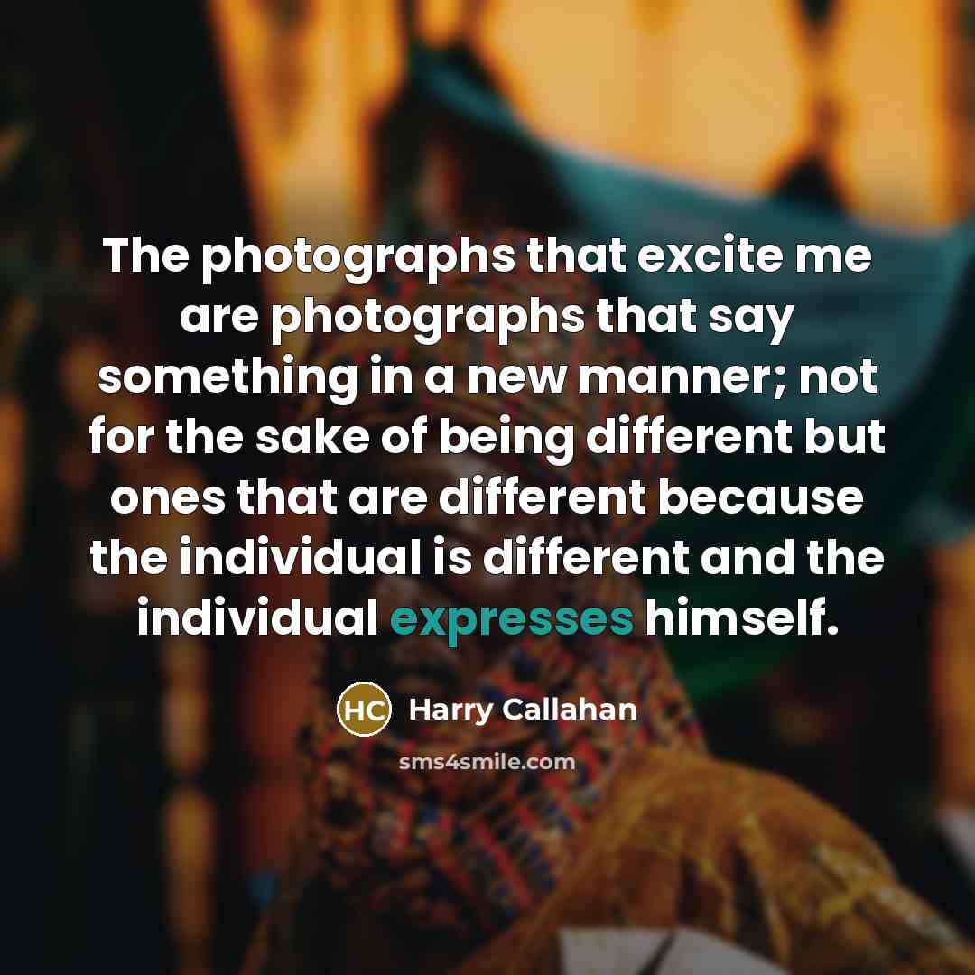 “The photographs that excite me are photographs that say something…” quote by Harry Callahan