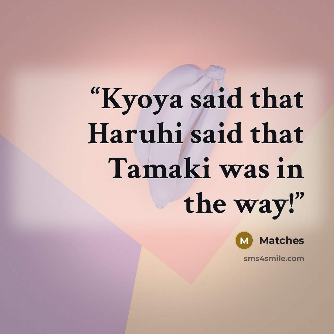 “Kyoya said that Haruhi said that Tamaki was in the way!” quote by Matches