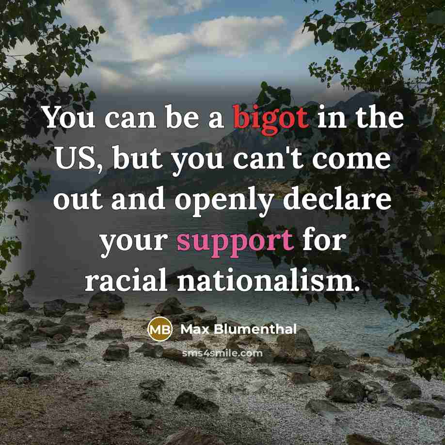 “You can be a bigot in the US, but you…” quote by Max Blumenthal