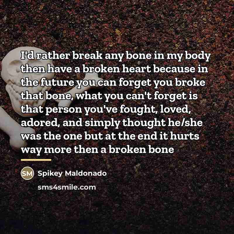 “I'd rather break any bone in my body then have…” quote by Spikey Maldonado